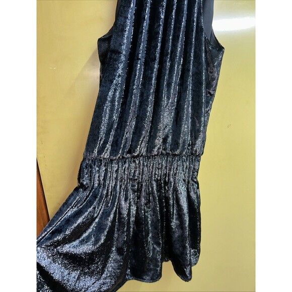 Women’s Ramy Brook Ellin Shimmery Velvet Black Halter Neck Mini Dress - Petite - Picture 5 of 8